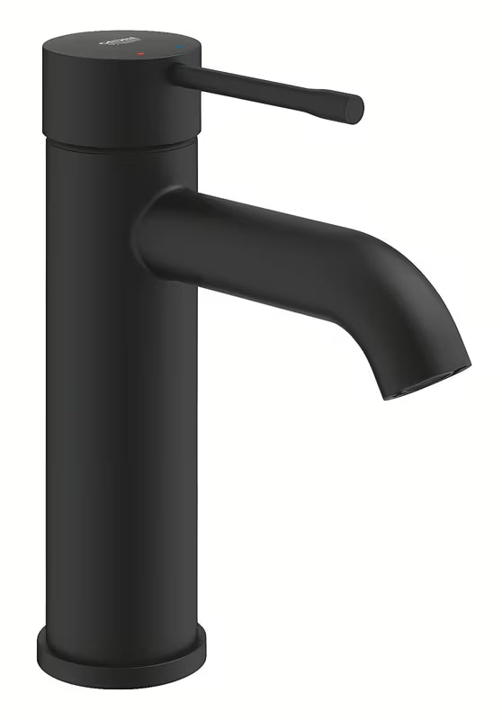 Praustuvo svirtinis maišytuvas Grohe Essence New matinės phantom black spalvos be praustuvo dugno vožtuvas