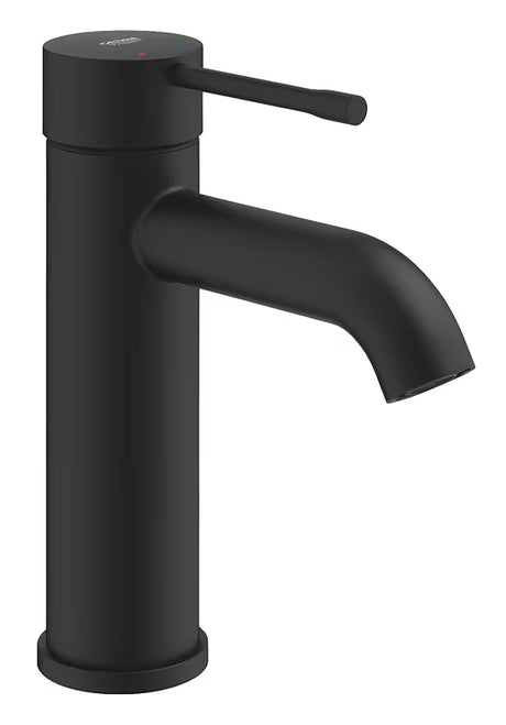 Praustuvo svirtinis maišytuvas Grohe Essence New matinės phantom black spalvos be praustuvo dugno vožtuvas