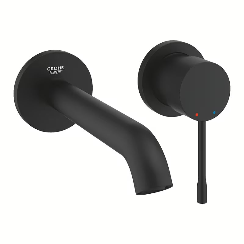 Grohe Essence New potinkinė praustuvo maišytuvas montuojamas ant sienos, phantom black spalvos, su svirtimi ir rozete
