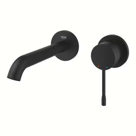 Grohe Essence New potinkinė praustuvo maišytuvas montuojamas ant sienos, phantom black spalvos, su svirtimi ir rozete