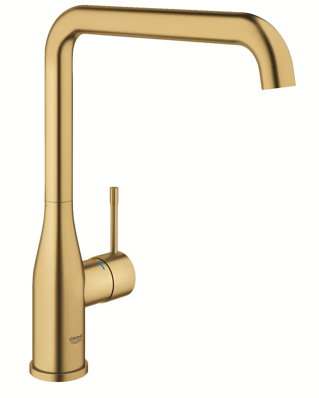 Grohe Essence New virtuvinis maišytuvas su aukštu pasukamu snapu, Brushed Cool Sunrise apdailos.