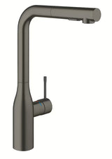 Virtuvinis maišytuvas Grohe Essence New brushed hard graphite su aukštu snapu ir ištraukiama dušo galvute