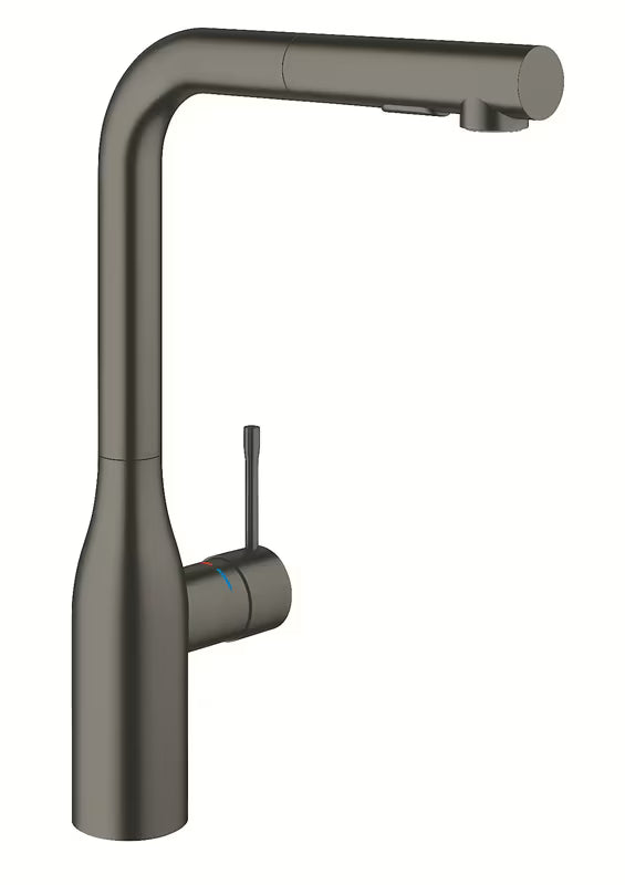 Virtuvinis maišytuvas Grohe Essence New brushed hard graphite su aukštu snapu ir ištraukiama dušo galvute