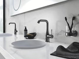 Aukšta svirtinis praustuvo maišytuvas Grohe Essence New, apdaila Hard Graphite, su pasukamu snapu.