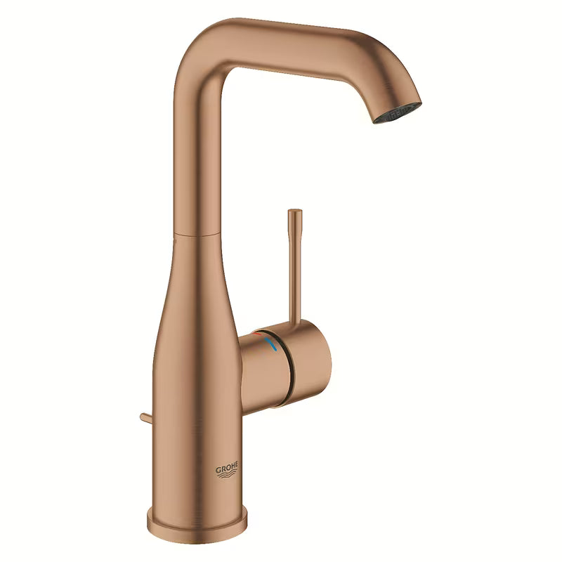 Aukšta svirtinis praustuvo maišytuvas Grohe Essence New, Brushed Warm Sunset spalvos, su pasukamu snapeliu.