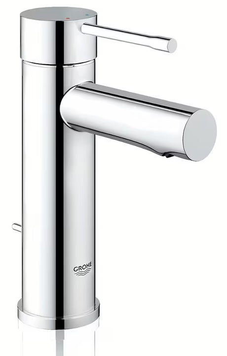 Chromuotas praustuvo maišytuvas Grohe Essence New su svirtiniu valdymu ir dugno vožtuvu.