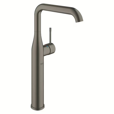 Aukštas praustuvo maišytuvas Grohe Essence New, paviršius brushed hard graphite su pasukamu snapu.