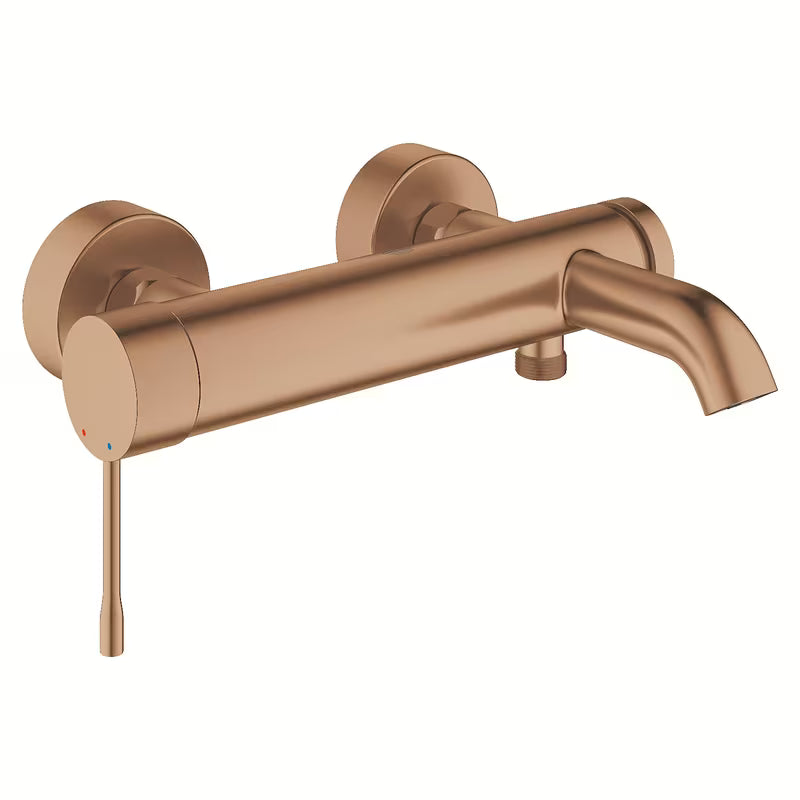 Sieninė vonios maišytuvas Grohe Essence New, apdaila Brushed Warm Sunset su perjungėju, voniai ir dušui.