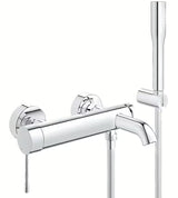 Chromo spalvos sieninė vonios maišytuvas Grohe Essence New su dušo komplektu