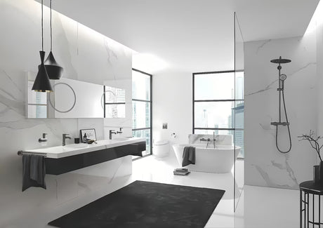 Sieninė svirtinis dušo maišytuvas Grohe Essence New, brushed hard graphite apdaila.