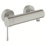 Sieninė svirtinis dušo maišytuvas Grohe Essence New, apdaila supersteel, matinio nerūdijančio plieno išvaizda.