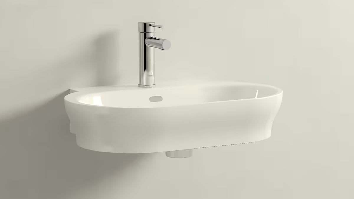 Chromo spalvos praustuvo maišytuvas Grohe Essence New su svirtiniu valdymu ir lygiu korpusu