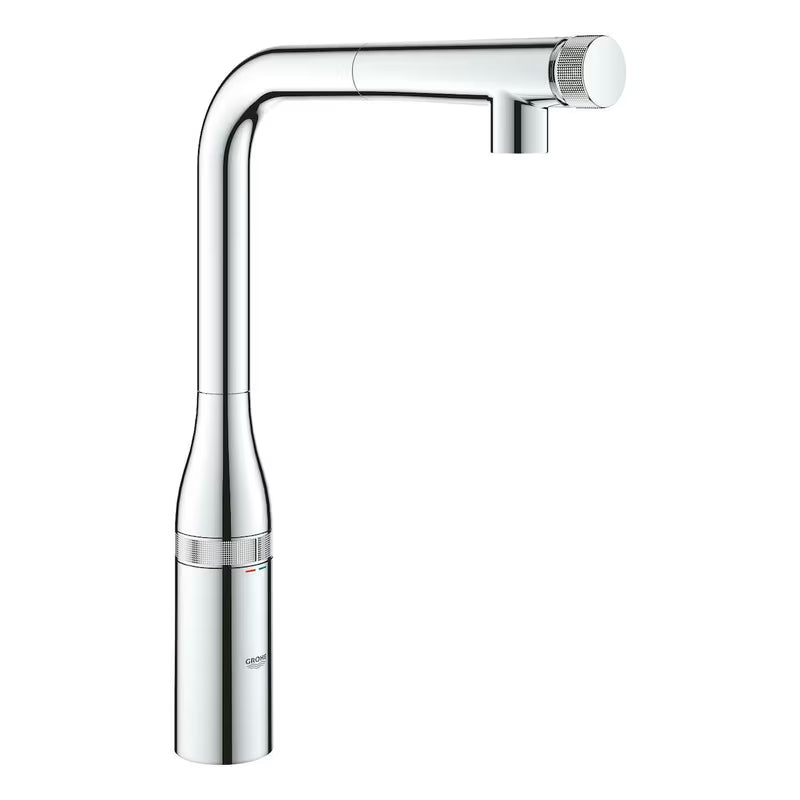 Grohe Essence smartcontrol virtuvinis maišytuvas chromo spalvos, su aukštu pasukamu snapu ir ištraukiamu dušeliu