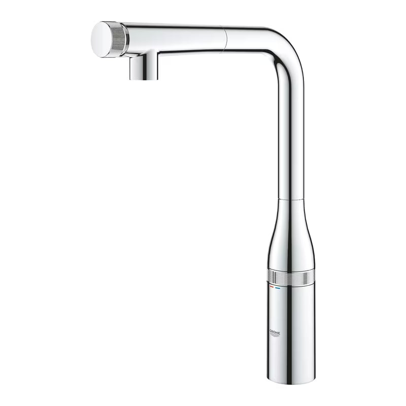 Grohe Essence smartcontrol virtuvinis maišytuvas chromo spalvos, su aukštu pasukamu snapu ir ištraukiamu dušeliu