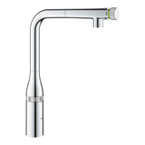 Grohe Essence smartcontrol virtuvinis maišytuvas chromo spalvos, su aukštu pasukamu snapu ir ištraukiamu dušeliu
