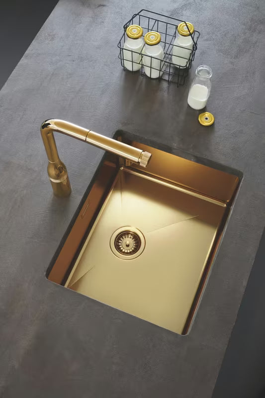 Grohe Essence smartcontrol virtuvinis maišytuvas cool sunrise su ištraukiamu dušeliu ir aukštu pasukamu snapu