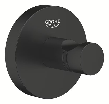 Metalinis kabliukas chalatui Grohe Essentials juodos matinės spalvos su paslėptu tvirtinimu