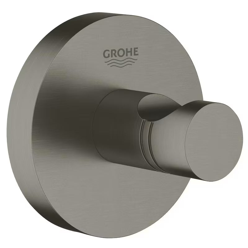 Metalinis vonios kambario kabliukas Grohe Essentials, Brushed Hard Graphite spalvos, su paslėptu tvirtinimu.