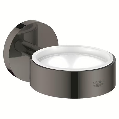Metalinis laikiklis Grohe Essentials pro muilinei be stiklinės, hard graphite spalvos, su paslėptu tvirtinimu