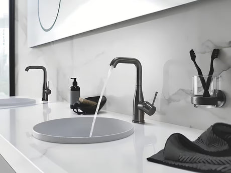 Laikiklis Grohe Essentials pro muilinei arba stiklinei, Brushed Hard Graphite apdailos, su paslėptu tvirtinimu.