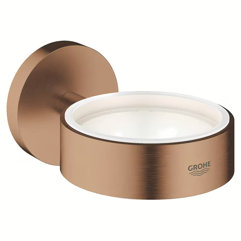 Metalinis laikiklis be stiklinės Grohe Essentials, Brushed Warm Sunset paviršiaus apdailos, su paslėptu tvirtinimu.