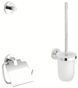 Chromuotas vonios aksesuarų rinkinys Grohe Essentials su kabliuku, su dangteliu popieriaus laikikliu ir KLOZETAS šepečiu
