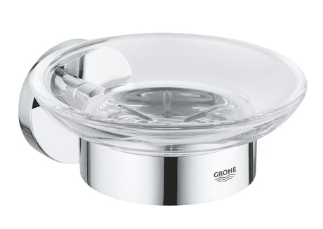 Chromuotas muilinė su laikikliu Grohe Essentials su stikline taurele ir paslėptu tvirtinimu