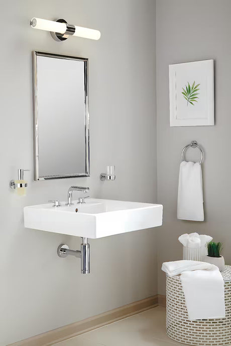 Chromuotas stiklinės laikiklis Grohe Essentials su stikline su paslėptu tvirtinimu