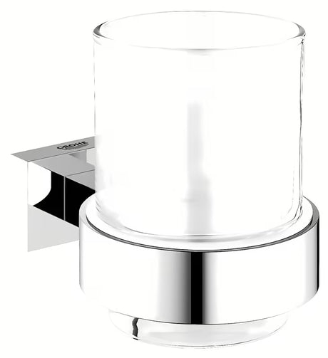 Grohe Essentials Cube sieninis stiklinės laikiklis su stikline, chromo apdaila