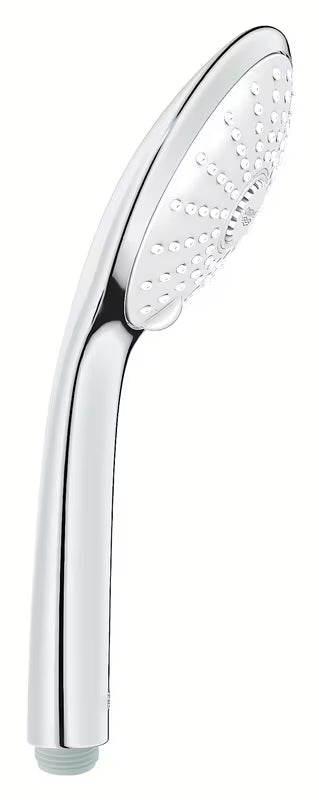 Rankinis dušas Grohe Euphoria 110 Massage, chromo spalvos, su baltu dušo disku ir trimis srovės režimais.