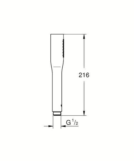 Chromo spalvos rankinis dušelis Grohe Euphoria Cosmopolitan Stick su 1 srovės režimu ir taupiu 9,5 l/min. debitu.