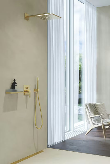 Išvadas potinkinis Grohe Euphoria Cube su sieniniu laikikliu dušai, Cool Sunrise brushed spalvos.