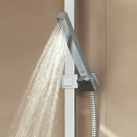 Dušo komplektas Grohe Euphoria Cube chromo spalvos, su rankiniu dušu, stovu ir žarna