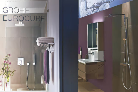 Grohe Euphoria Cube Stick vonios dušo komplektas, chromo spalvos, su rankiniu dušeliu, laikikliu ir 1 250 mm žarna