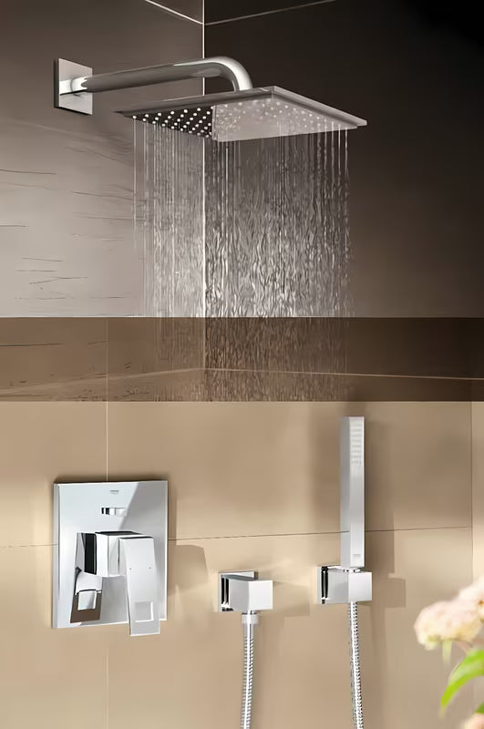 Kvadratinė viršutinis dušas Grohe Euphoria Cube 150, chromo spalvos, su Rain srove