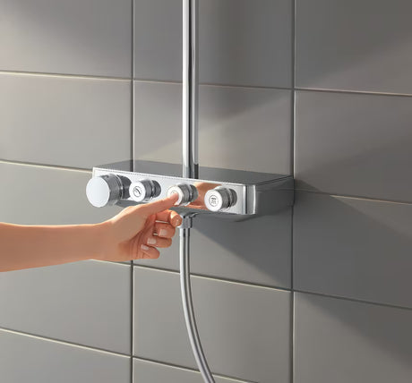 Chrominis dušo sistema Grohe Euphoria smartcontrol su termostatu, viršutiniu dušu ir rankiniu dušeliu