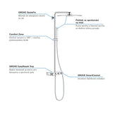 Chrominis dušo sistema Grohe Euphoria smartcontrol su termostatu, 310 mm viršutiniu dušu ir rankiniu dušu
