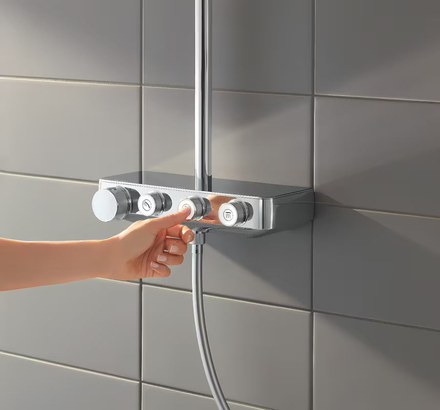 Chrominis dušo sistema Grohe Euphoria smartcontrol su termostatu, 310 mm viršutiniu dušu ir rankiniu dušu