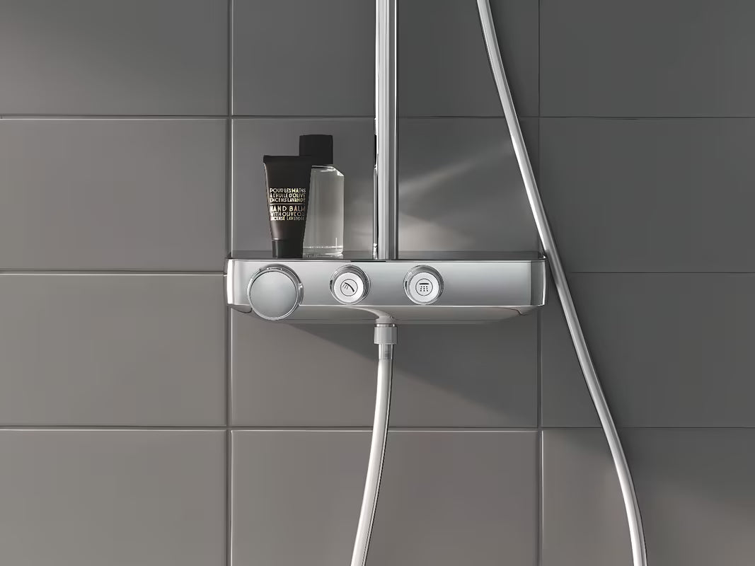 Dušo sistema Grohe Euphoria smartcontrol System chromo spalvos su termostatiniu maišytuvu, su viršutiniu ir rankiniu dušu