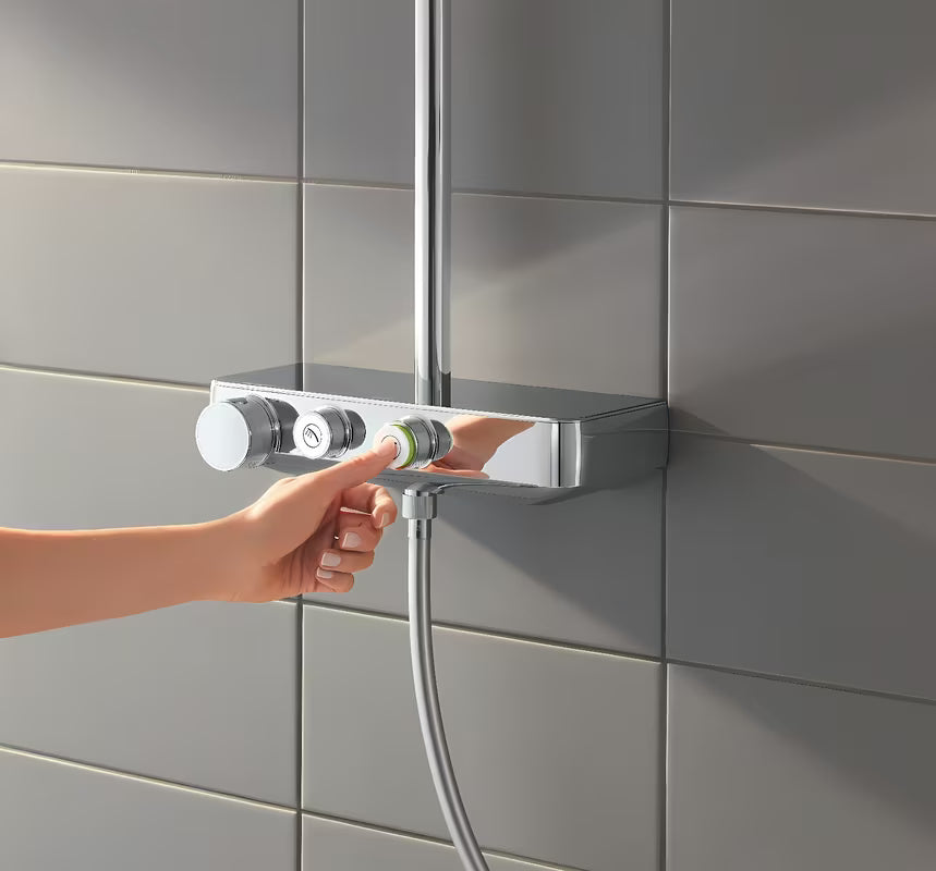 Dušo sistema Grohe Euphoria smartcontrol System chromo spalvos su termostatiniu maišytuvu, su viršutiniu ir rankiniu dušu