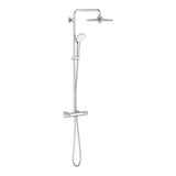 Chromo spalvos dušo sistema Grohe Euphoria System su termostatiniu maišytuvu su viršutiniu ir rankiniu dušu