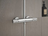 Chromo spalvos dušo sistema Grohe Euphoria System su termostatiniu maišytuvu su viršutiniu ir rankiniu dušu