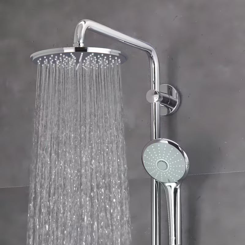 Dušo sistema Grohe Euphoria System su termostatiniu maišytuvu chromo spalvos su viršutiniu ir rankiniu dušu