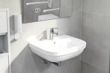 Pakabinamas praustuvas Grohe Euro Ceramic 60 alpinės baltos spalvos su persipylimu ir anga pro maišytuvui