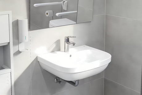 Pakabinamas praustuvas Grohe Euro Ceramic 60 alpinės baltos spalvos su persipylimu ir anga pro maišytuvui