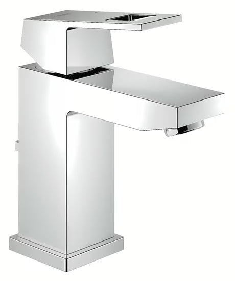 Chromuota praustuvo maišytuvas Grohe Eurocube su svirtiniu valdymu ir dugno vožtuvu.