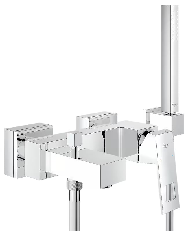 Grohe Eurocube vonios maišytuvas chromo spalvos su dušo komplektu ir perjungikliu pro dušui ir užpildymas vonios