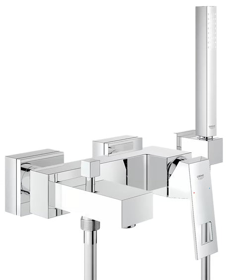 Grohe Eurocube vonios maišytuvas chromo spalvos su dušo komplektu ir perjungikliu pro dušui ir užpildymas vonios