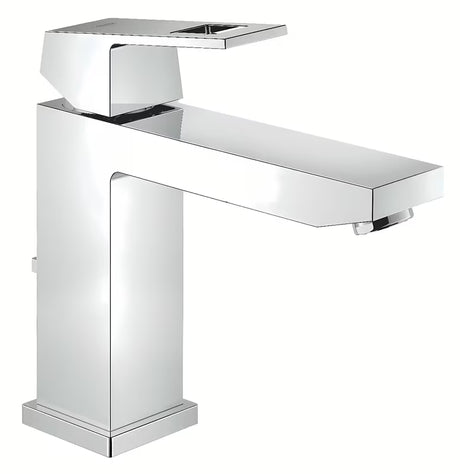 Chromuotas svirtinis praustuvo maišytuvas Grohe Eurocube su vidutinio aukščio snapu ir nuotako komplektu.