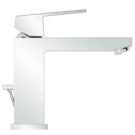 Chromuotas svirtinis praustuvo maišytuvas Grohe Eurocube su vidutinio aukščio snapu ir nuotako komplektu.
